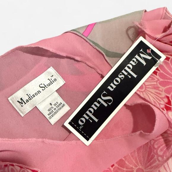 NWT VTG Y2K Madison Studio Pink Silk Patchwork Scoop Neck Sleeveless Maxi Dress - Picture 8 of 8